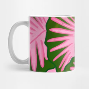 Tropical Pink and Green Leaves Pattern Mug